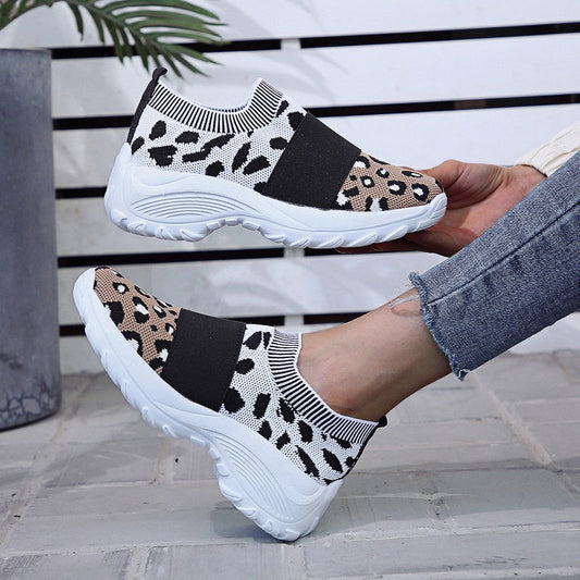 Back To School lovevop  Women Mesh Breathable Sneakers Woman Leopard Vulcanized  Ladies Tennis Shoes Women's Casual Flats Female Loafers Plus Size