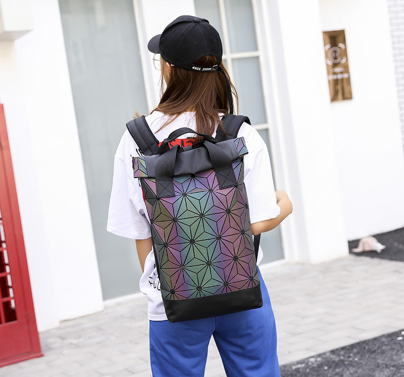 Back to college  Women Backpack Bags Designer Geometric Luminous Backpacks Female School Bags For Girls Student Rucksack Shoulder Backpack