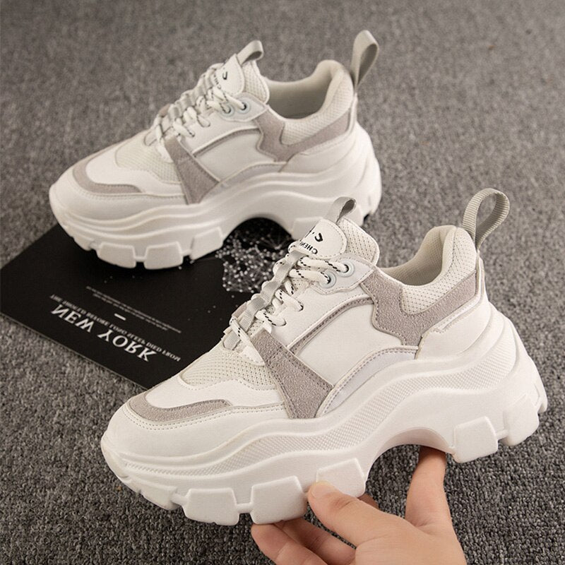 Back to school outfit  lovevop  Women Platform Sneakers  Women's Lace Up Vulcanized Woman Thick Bottom Ladies Comfort Breathable Female Casual Running Shoes