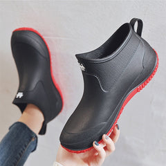 Back to school outfit lovevop  Rain Boots Women's Rubber Anti-Skid Unisex Ankle Rainboots Lightweight Slip On Boots Rain Shoes Waterproof Fishing Boots Ankle