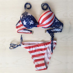 Women's American Flag Two Pieces Bikini Swimwear Beachwear