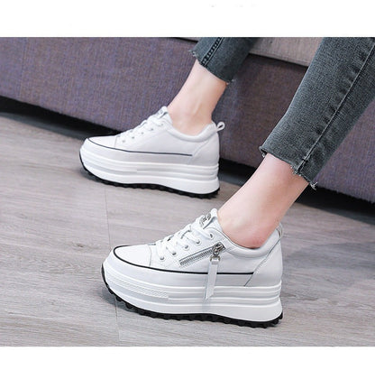 lovevop  7Cm Genuine Leather Women Casual Shoes 7Cm Platform Wedge Female Women Fashion Sneakers Chunky Spring Autumn Shoes Summer