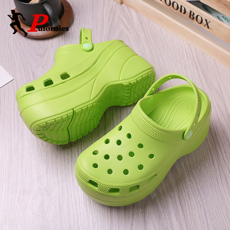 Back to college Summer Women Clogs Quick Dry Wedges Platform Garden Shoes Beach Sandals Home Slippers Thick Sole Increased Flip Flops For Women