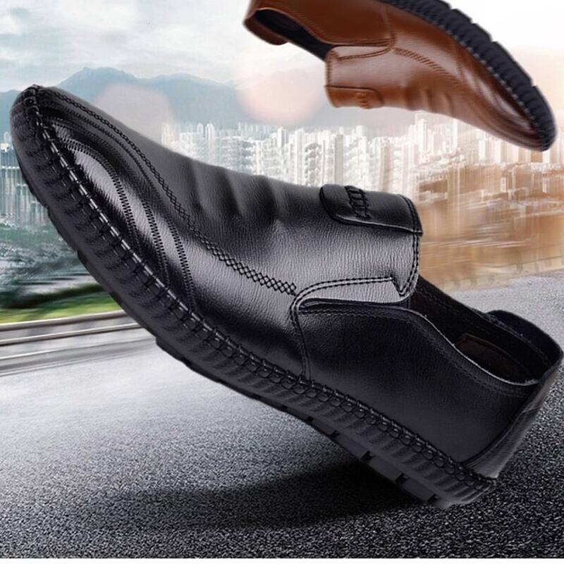 Back to college Summer Men's Leather Casual Shoes Flat Shoes Dress Shoes Men Work Banquet Shoes Comfortable Pu Soft Sole Wear Walking Shoes New