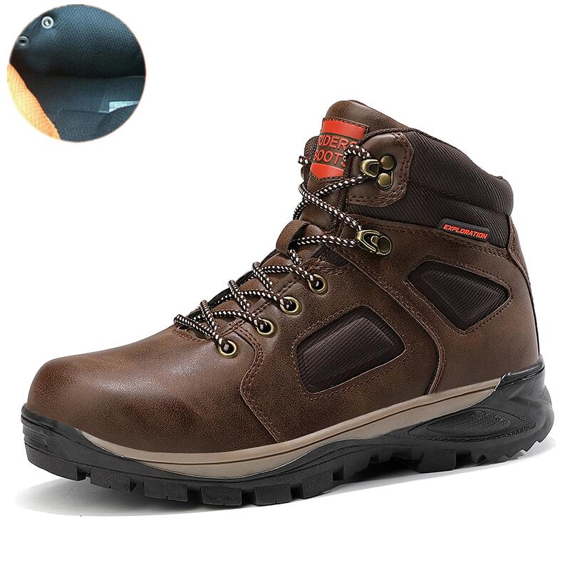 lovevop Back to college Men Boots Outdoor Hiking Shoes Leather Casual Non-Slip Sneakers Outdoor Adventure Hunting Safety Boots New Men Shoes Large Size