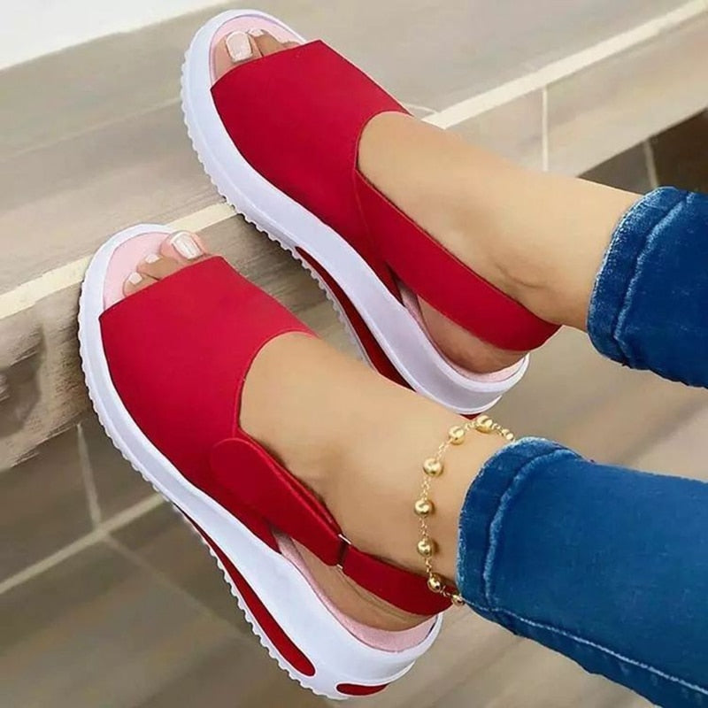 Back to school outfit lovevop  Fashion Shoes Women Platform Sandals Stretch Fabric Summer Women's Shoes Comfort Walking Ladies Sandalias Female Casual Footwear