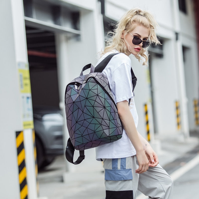 Back to college Luxury Backpack Women Bags Designer Geometric Luminous Backpacks For Women School Bags For Girls Rucksack Shoulder Backpack