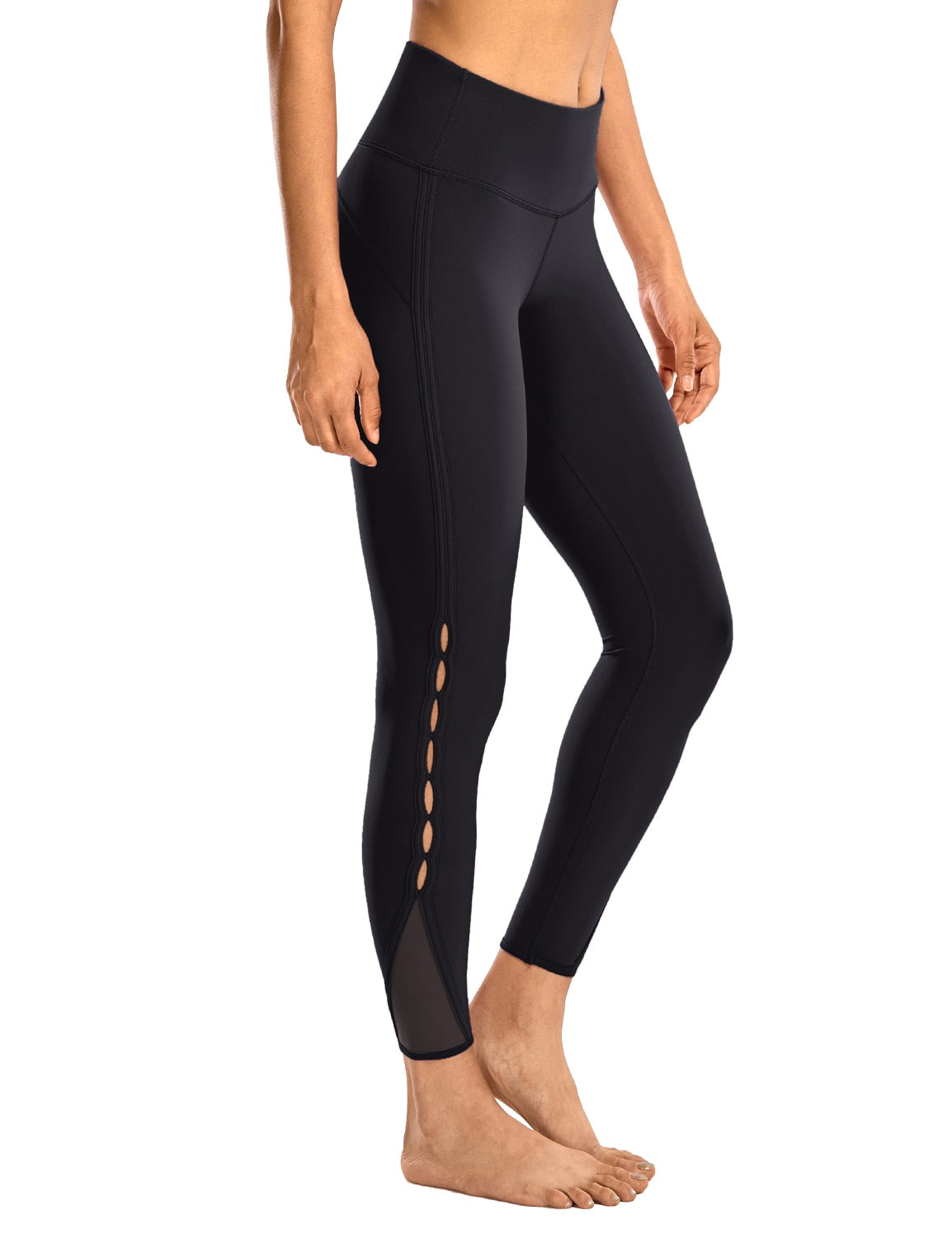 High Waisted Workout Pants 7/8 Yoga Leggings with Hole - Naked Feeling - 25 Inches