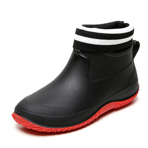 Back to school outfit lovevop  Rain Boots Women's Rubber Anti-Skid Unisex Ankle Rainboots Lightweight Slip On Boots Rain Shoes Waterproof Fishing Boots Ankle