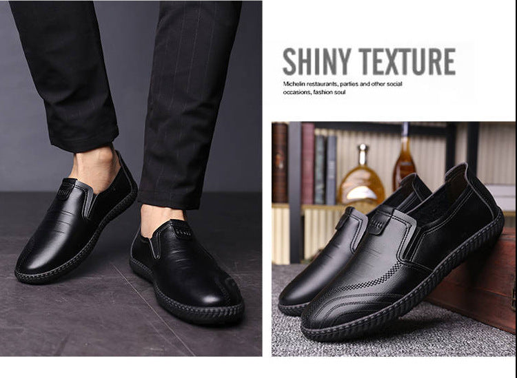 Back to college Summer Men's Leather Casual Shoes Flat Shoes Dress Shoes Men Work Banquet Shoes Comfortable Pu Soft Sole Wear Walking Shoes New