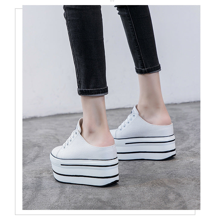 lovevop  Casual Shoes Slippers Women Canvas Shoes Fashion Breathable Platform Wedge Heel Women Slipper Sneakers Mules Sandals Slide