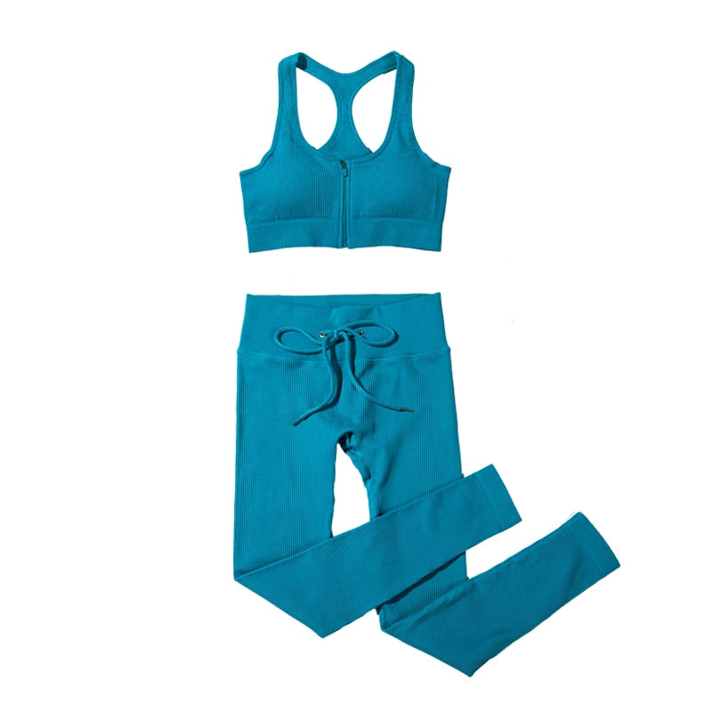 lovevop Seamless Women Yoga Set Workout Sportswear Gym Clothing Fitness Long Sleeve Crop Top High Waist Leggings Sports Suits
