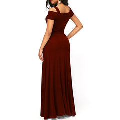 Back to school lovevop    Women's Dresses Casual Long Maxi Evening Party Beach Long Dress Solid Wine Red Black Square Collar Summer Costume