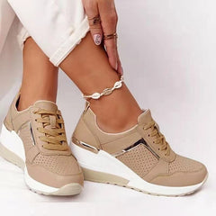 Thanksgiving  lovevop  New Wedge Sneakers Women Lace-Up Height Increasing Sports Shoes Ladies Casual Platform Air Cushion Comfy Vulcanized Shoes