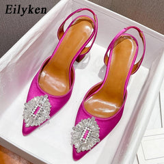 lovevop   Size 35-41 Women Pumps Fashion Crystal Slingback Strange Style Heeled Party Wedding Bride Stripper shoes