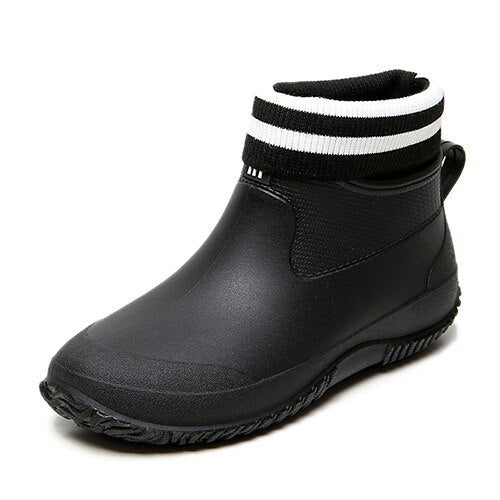 Back to school outfit lovevop  Rain Boots Women's Rubber Anti-Skid Unisex Ankle Rainboots Lightweight Slip On Boots Rain Shoes Waterproof Fishing Boots Ankle