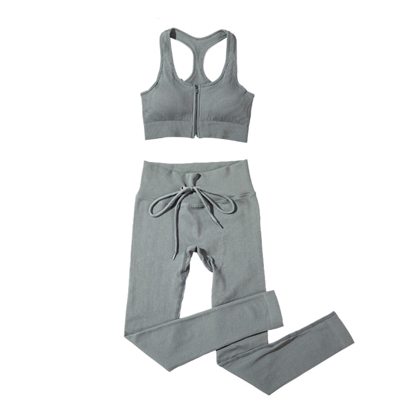lovevop Seamless Women Yoga Set Workout Sportswear Gym Clothing Fitness Long Sleeve Crop Top High Waist Leggings Sports Suits