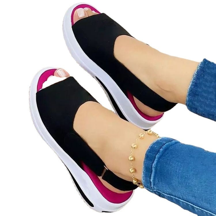 Back to school outfit lovevop  Fashion Shoes Women Platform Sandals Stretch Fabric Summer Women's Shoes Comfort Walking Ladies Sandalias Female Casual Footwear