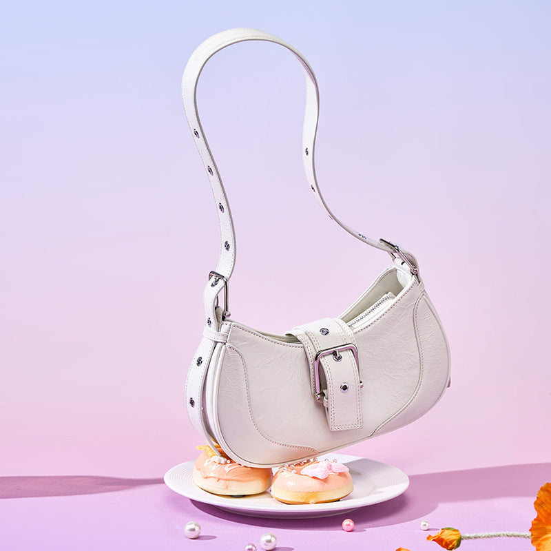 Strictly selected first-layer cowhide bag niche texture women's summer popular new retro underarm bag niche shoulder messenger bag