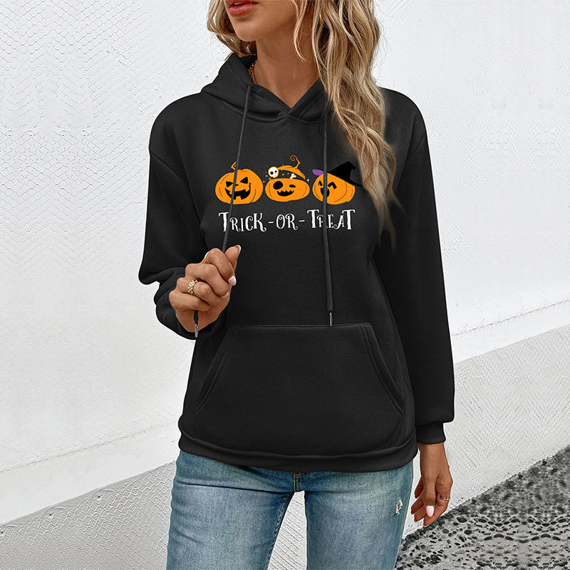LOVEVOP popular autumn and winter new 2025 hoodies  New women's casual Halloween pumpkin hooded pullover sweater