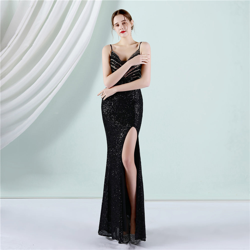 18905 #Positioning Flower Beads Celebrities Party Party Dress Sexy Long Skinny Toast Bride