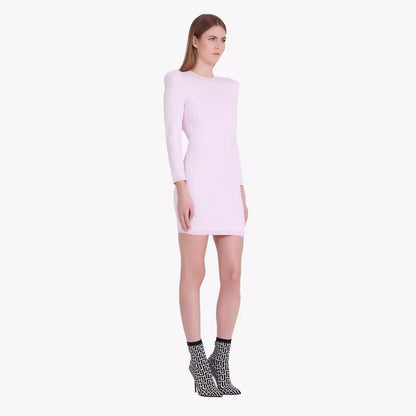 LOVEVOP  autumn and winter pink long-sleeved jacquard knitted elastic  hip wrap  dress high-end bandage women's clothing