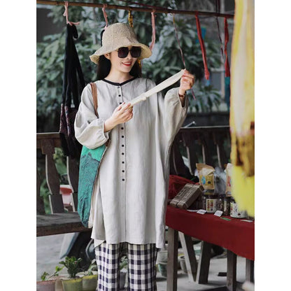 summer new retro literary oversized loose age reduction casual style long temperament cardigan top women