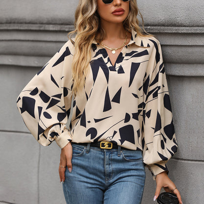 LOVEVOP New Hot Trade Shirt Hot New 2025 Fashion Women's Clothing Cross-border Long Sleeve Printed Shirt Women's Autumn