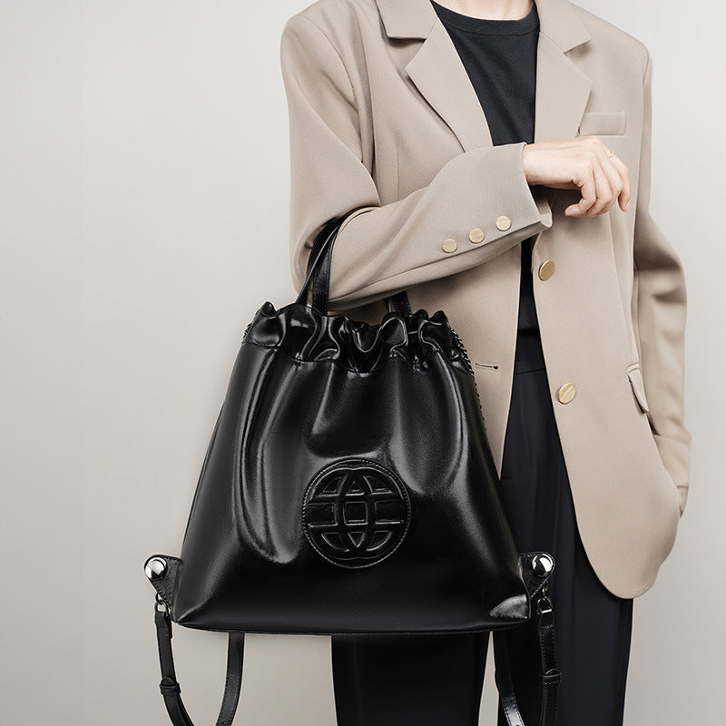 Niche soft leather tote bag popular new women's large-capacity cowhide big bag high-end texture commuter backpack women