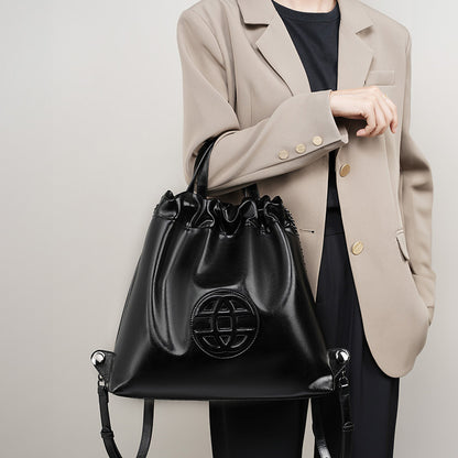 Niche soft leather tote bag popular new women's large-capacity cowhide big bag high-end texture commuter backpack women