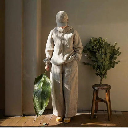 spring and summer new literary and retro solid color simple cotton and linen hooded jacket trench coat bat sleeve blouse anti-sun