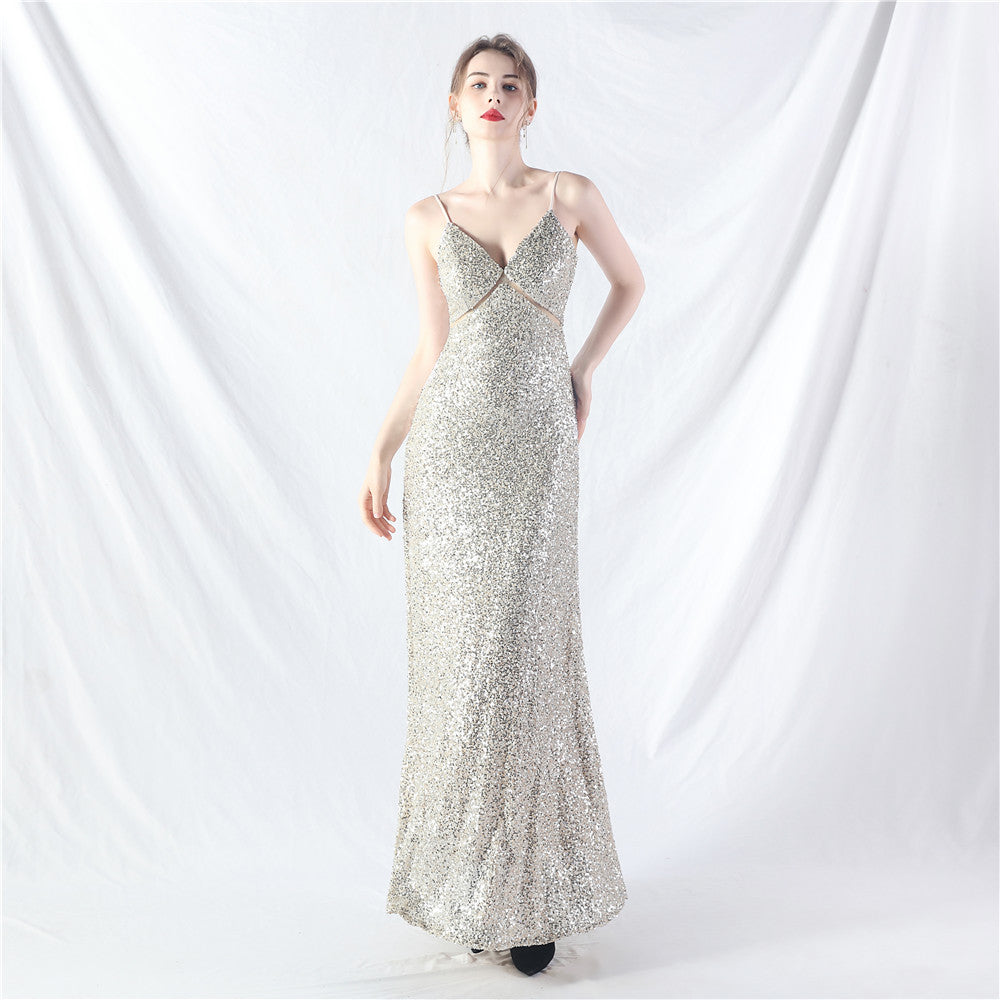 31765 #popular A-shaped big pendulum dress can be worn daily sequined long dress