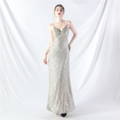 31765 #popular A-shaped big pendulum dress can be worn daily sequined long dress