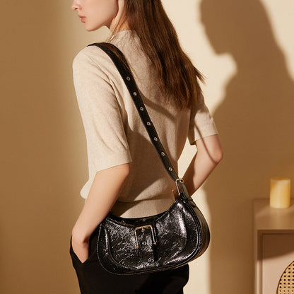 Strictly selected first-layer cowhide bag niche texture women's summer popular new retro underarm bag niche shoulder messenger bag