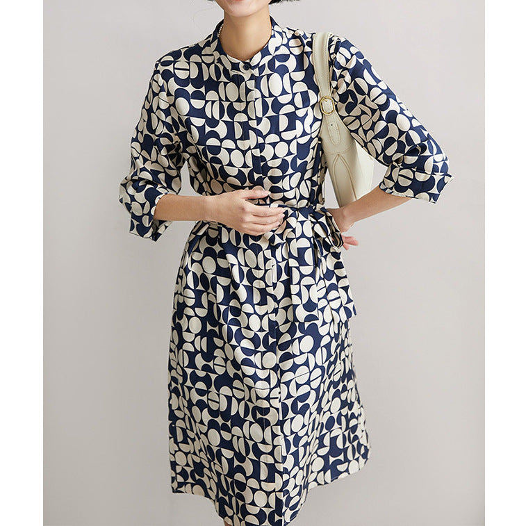 2025 High-end mulberry silk shirt skirt, silk dress, printed skirt design sense  summer women's clothing new