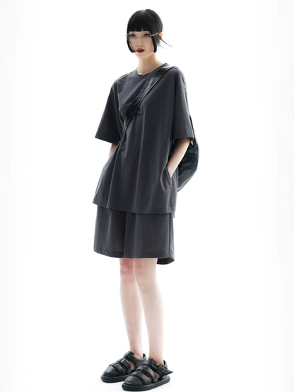 APOZi collection [traceability series] summer solid color simple three-piece set deep space gray commuter set