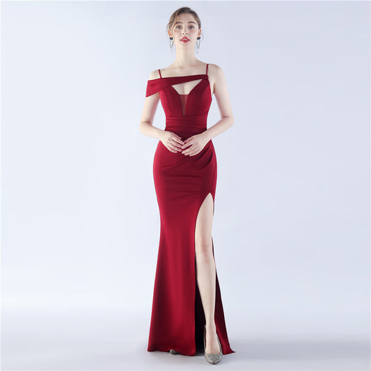 31201 #Hot Trade Spot New Product popular Satin Cloth Suspender Exhibition Bridesmaid Etiquette Evening Dress Dress