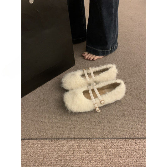 2025  evening wind cross buckle belt Mary Jane cotton shoes women's popular autumn and winter new wear comfortable and versatile Mao Mao shoes