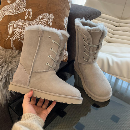 2025  Muse Internet celebrity thick-soled snow boots women's winter popular new northeast mid-tube boots cotton shoes