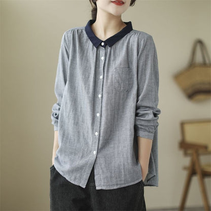 Korean version of small plaid long-sleeved shirt women's  spring and autumn new meat-covering and thin loose age-reducing top color matching shirt