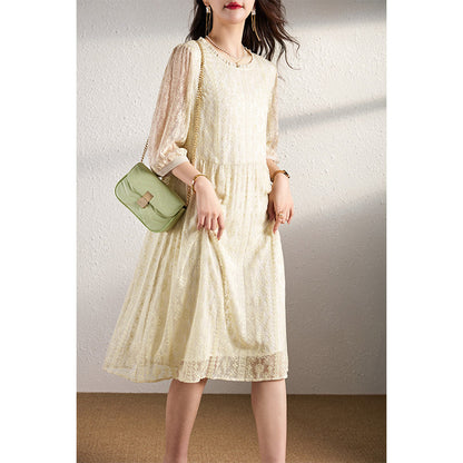 2025 Embroidered mulberry silk dress, new Chinese silk skirt  new summer women's clothing loose large size white