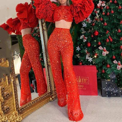 2025 2025 Popular trade women's New  summer trousers new navel long-sleeved party solid color fashion suit
