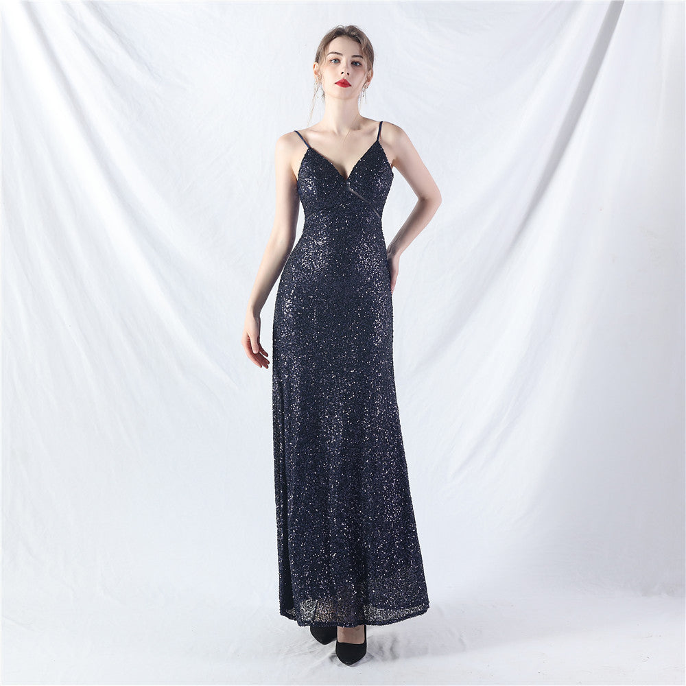 31765 #popular A-shaped big pendulum dress can be worn daily sequined long dress