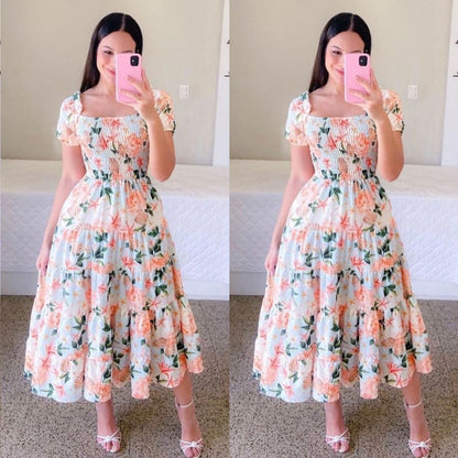 2025 New spring and summer new  New 2025 dresses literary  fresh printing fashion women's clothing