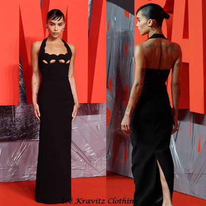 LOVEVOP  retro  black long dress neck hollow high-end sexy inner with autumn and winter design bandage dress