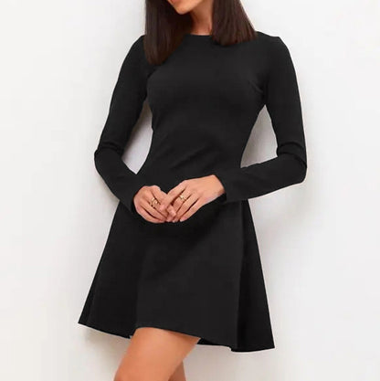 2025 Black slim-fitting long-sleeved temperament high-waisted dress popularwildberries spring hot sale fashion new women
