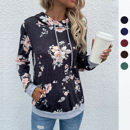 LOVEVOP Strictly selected  New  popular Early Spring New Middle Eastern Women's Clothing Pullover Printed Pocket Hooded Sweater