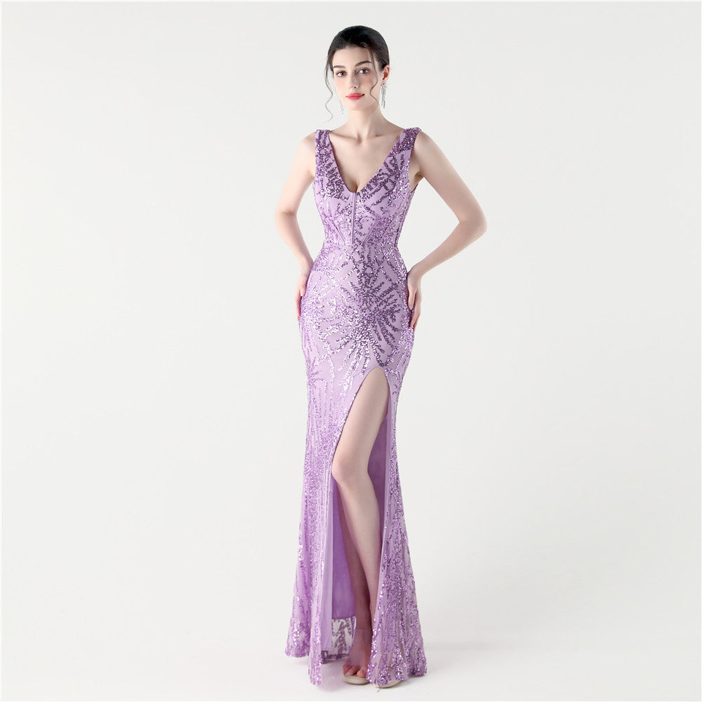 33321 #Heavy Industry Fish Bone Primary Styling Strap Women's Social Dinner Fish Tail Backless Evening Dress 2025 New