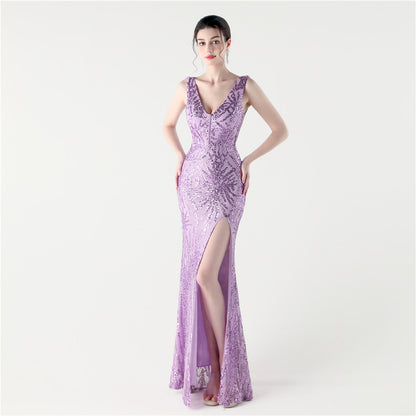 33321 #Heavy Industry Fish Bone Primary Styling Strap Women's Social Dinner Fish Tail Backless Evening Dress 2025 New
