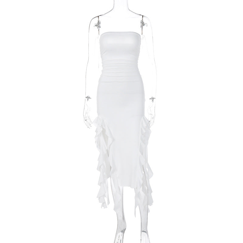 LOVEVOP  style women's clothing  summer new fashion sexy personality chest wrapping irregular dress foreign trade wholesale